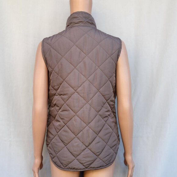 Thread & Supply Quilted Puffer Vest Size Small Gray Khaki Women's zip up - Picture 4 of 7